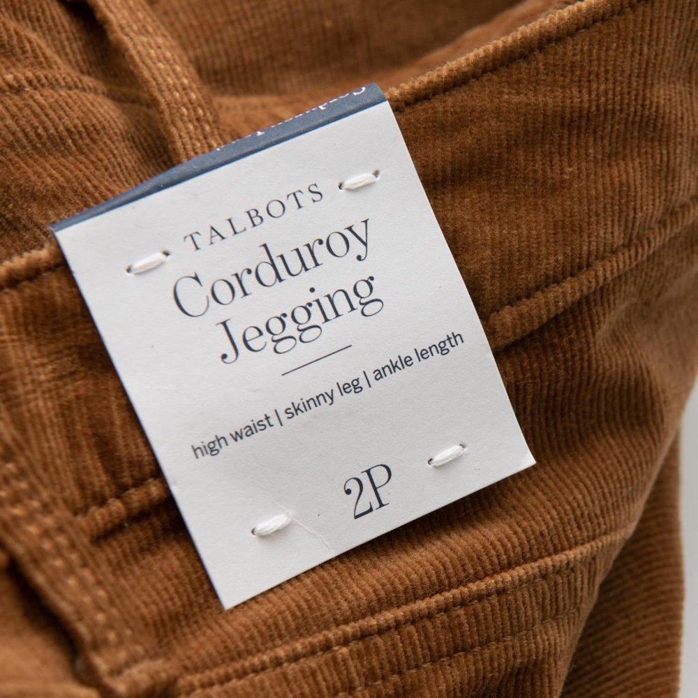 Talbots Jeggings Corduroy High Waist Pants Skinny Stretch Brown Sz 2 Petite New - Picture 5 of 9